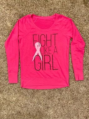 IDEOLOGY “FIGHT LIKE A GIRL” SCOOP NECK LS SHIRT